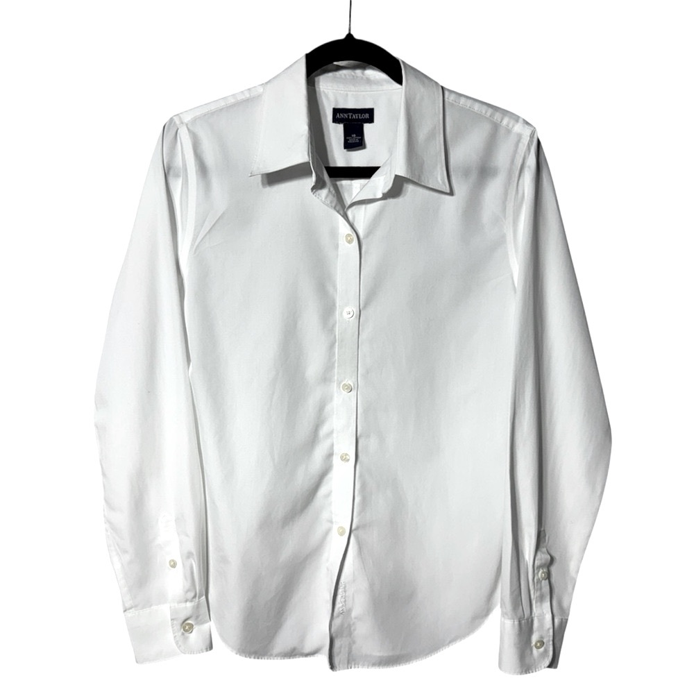 Ann Taylor Women's Classic White Button Down Shirt